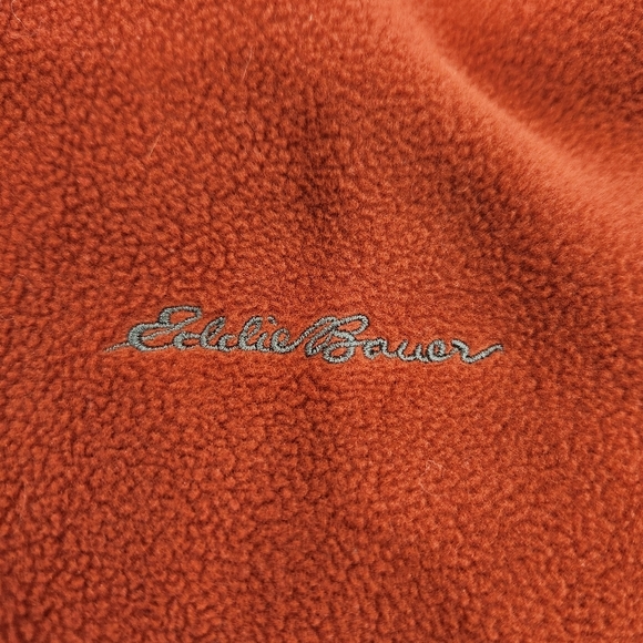 Eddie Bauer Fleece Mens TXL Polartec Red Orange 1/4 Zip Pullover Sweater Hiking - Picture 5 of 12